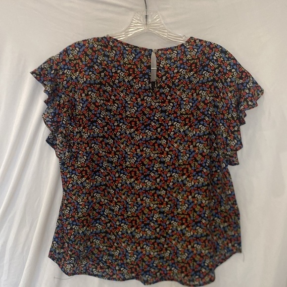Cece Nordstrom black floral flutter sleeve blouse PS - Picture 5 of 5